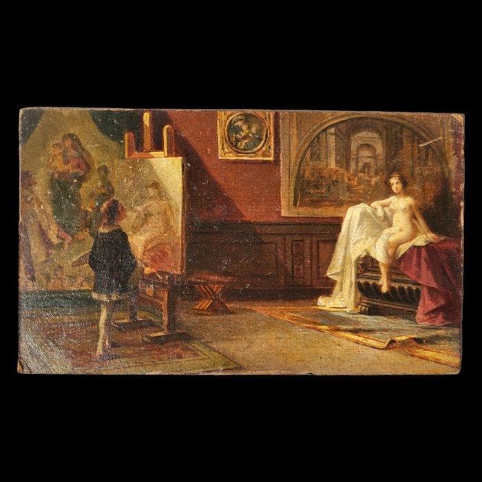 Nazzareno Sidoli (1879–1969) - Raffaello e la Modella, Antiek en Kunst, Kunst | Schilderijen | Klassiek