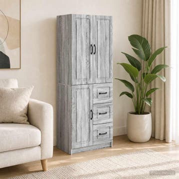 vidaXL Kast Set 2 st Grijs Sonoma Bewerkt hout, Huis en Inrichting, Verzenden, Nieuw