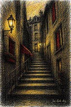 Jean Claude Dery 1964 - Escalier Nocturne – Lueur Urbaine