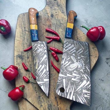 Pro Style Japanese Culinary Chef Knives Wood Rose Handle -