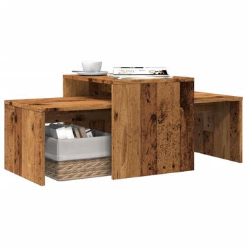 vidaXL Salontafelset 100x48x40 cm bewerkt hout oud, Huis en Inrichting, Tafels | Salontafels, Verzenden, Nieuw