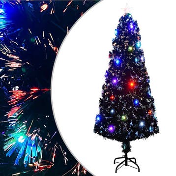 vidaXL Voorverlichte kerstboom met standaard en LED 240 cm, Verzenden, Nieuw