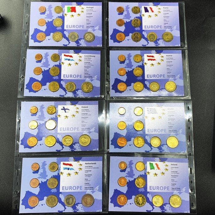 Europe. Series 1 Cent - 2 Euro 1999/2002 (8 series) (Sans, Timbres & Monnaies, Monnaies | Europe | Monnaies non-euro