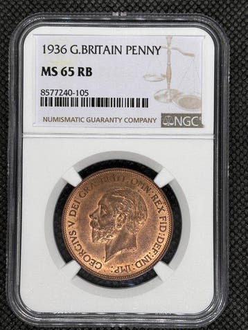 Verenigd Koninkrijk. George V. 1 Penny 1936 NGC MS65RB
