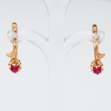 Boucles doreilles - 14 carats Or rose Rubis