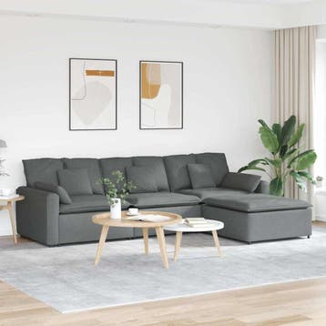 vidaXL Modulaire bank met voetenbank en kussens donkergrijs, Huis en Inrichting, Verzenden, Nieuw