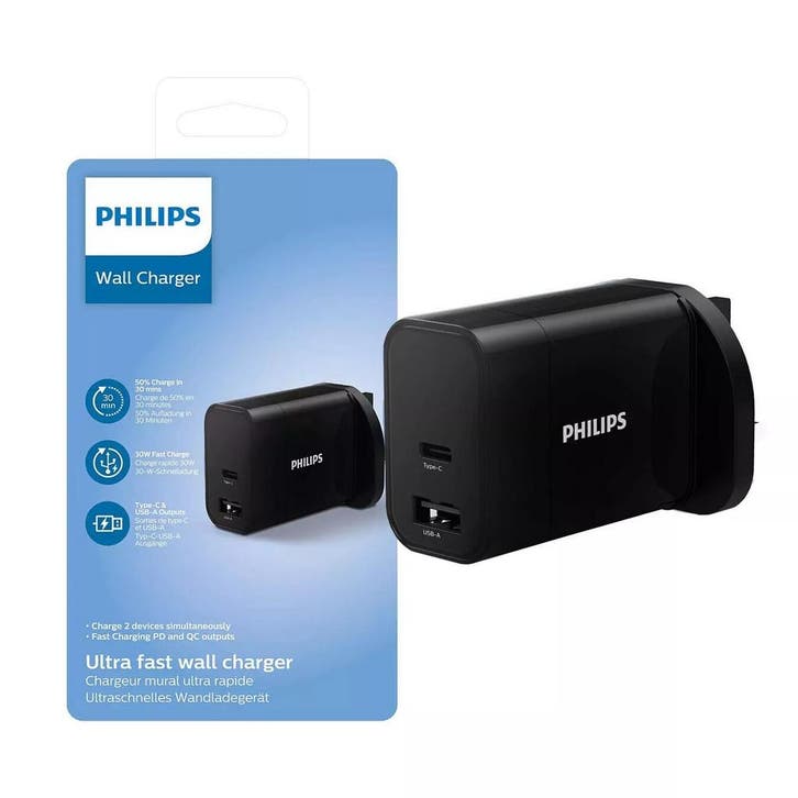 2dekans | Philips 30W - Oplader - 3 Pin socket, Informatique & Logiciels, Ordinateurs & Logiciels Autre, Enlèvement ou Envoi