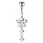 Fako Bijoux - Navelpiercing - Bloem Met Hanger Strass -, Handtassen en Accessoires, Piercings, Verzenden, Nieuw