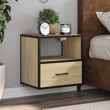 vidaXL Nachtkastjes 2 st wandgemonteerd 40x31x39,5cm sonoma, Verzenden, Nieuw