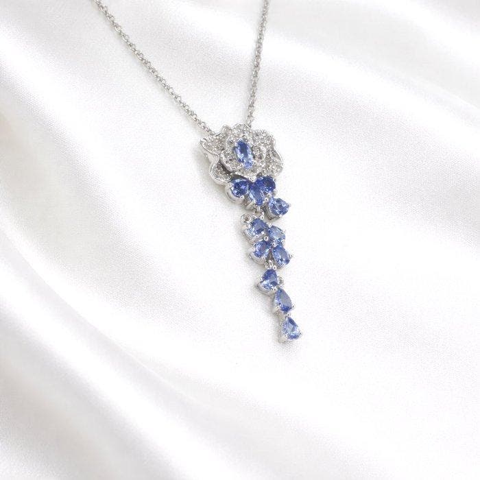 Sans prix de réserve - Collier Plaqué or Tanzanite - Topaze, Handtassen en Accessoires, Kettingen