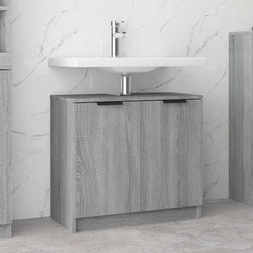vidaXL Badkamerkast 64,5x33,5x59 cm bewerkt hout grijs, Verzenden, Nieuw