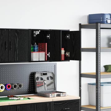 vidaXL Garagewandkasten 2 st spaanplaat zwart, Verzenden