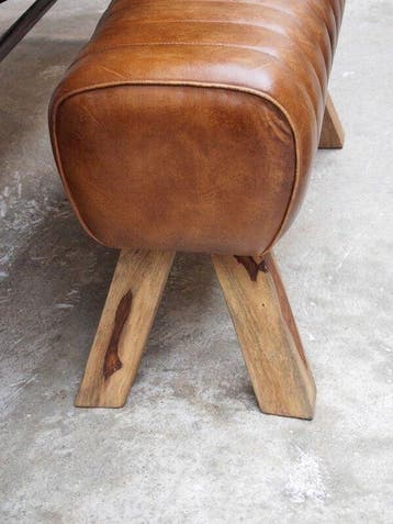 Handcrafted Gym Pommel Horse bench - Cognac Brown - 88 cm, Antiek en Kunst