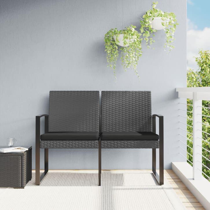 vidaXL Tuinbank 2-zits met kussens polypropeen rattan, Tuin en Terras, Tuinsets en Loungesets, Nieuw, Verzenden