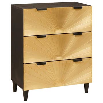 vidaXL Dressoir Zwart en Goud 60 x 33 x 75 cm Massief Mango, Verzenden, Nieuw