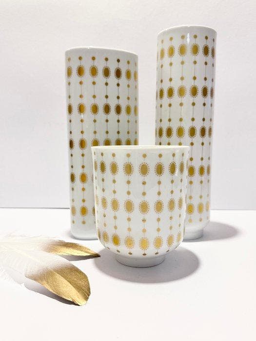 Hutschenreuther - Otto Hofmann - Vaas - Porselein, Verguld -, Antiek en Kunst, Kunst | Designobjecten