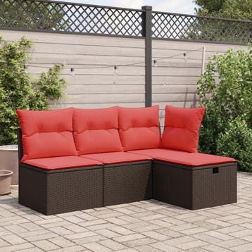 vidaXL Tuinkruk met kussen 55x55x37 cm poly rattan bruin, Verzenden