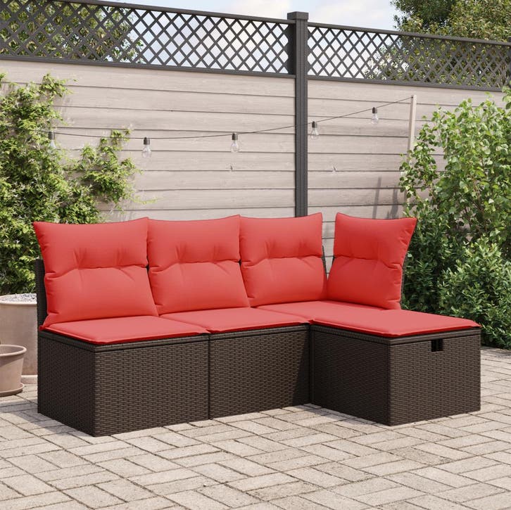 vidaXL Tuinkruk met kussen 55x55x37 cm poly rattan bruin, Tuin en Terras, Tuinsets en Loungesets, Nieuw, Verzenden