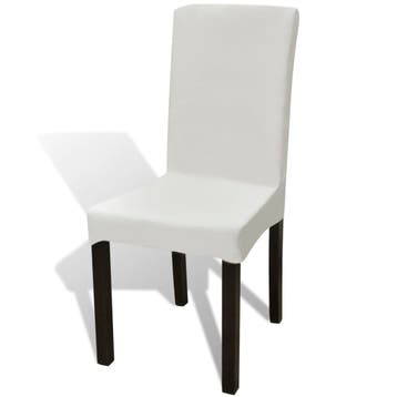 vidaXL 6 st Stoelhoezen recht stretch crèmekleurig, Verzenden, Nieuw