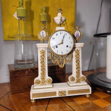 Tafel/bureauklokken - Antiek Marmer, Brons, Messing -