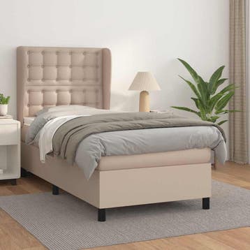 vidaXL Boxspring met matras kunstleer cappuccinokleurig, Verzenden