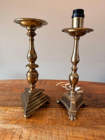 Chandelier (2) - Laiton - ancien 2 pied de lampe