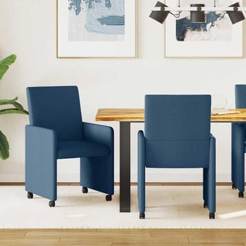 vidaXL Eetkamerstoelen met wielen 2 st Stof Blauw 57 x 66 x, Verzenden, Nieuw