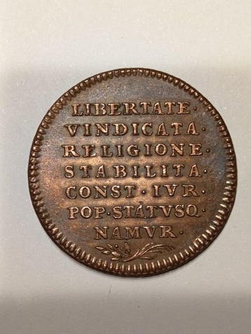 Belgique. Penning 1790 Namen vrij verklaard (Sans prix de