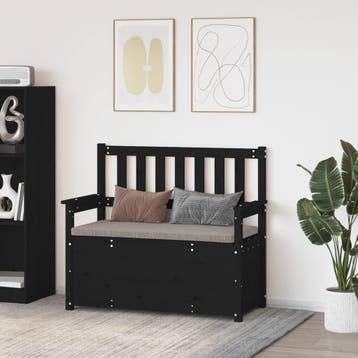 vidaXL Bankje 112,5x51,5x96,5 cm massief grenenhout zwart, Verzenden, Nieuw