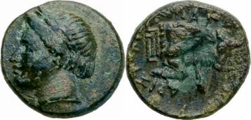 300-190 v Chr Magnesia Ionien Bronze 300-190 Apollo Stier..., Timbres & Monnaies, Verzenden