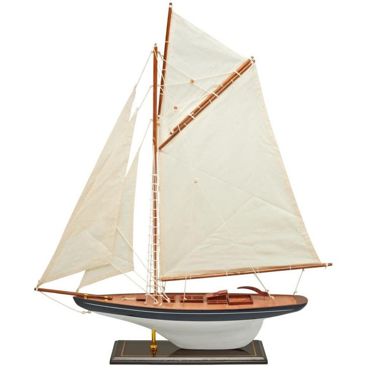 Zeilboot Model 63cm Donkerblauw-Wit, Hobby en Vrije tijd, Modelbouw | Boten en Schepen, Nieuw, Ophalen of Verzenden