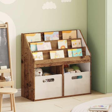 vidaXL Kinderboekenplank Oudhout 72,5 x 29,5 x 69 cm Bewerkt, Maison & Meubles, Accessoires pour la Maison | Porte-journaux & Porte-revues
