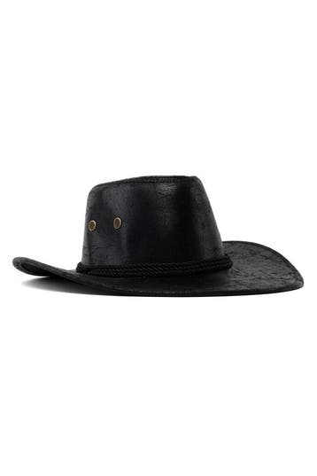KIMU® Cowboyhoed Leatherlook Zwart Mat Zwarte Leren Cowgirl, Kleding | Heren, Ophalen of Verzenden, Nieuw