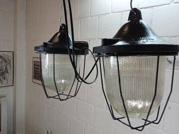 Plafondlamp (2) - Vintage industriële bunker-hanglampen -