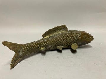 Beeld, Koi Karper - 10 cm - Brons