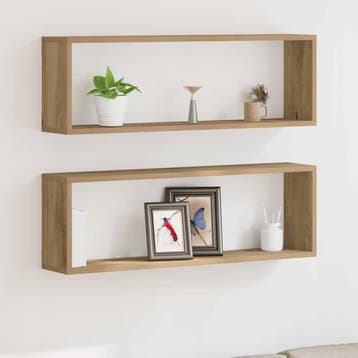 vidaXL Wandplanken Muurmontage 2 pcs Ambachtelijk Eiken, Verzenden, Nieuw