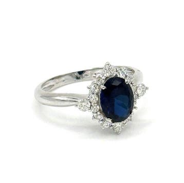 Verlovingsring - 18 karaat Witgoud - 1.76ct. tw. Saffier -, Handtassen en Accessoires, Antieke sieraden