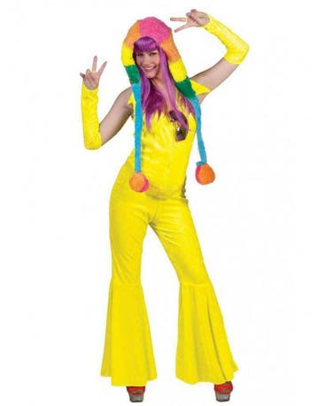 Disco Jumpsuit neon geel, Ophalen of Verzenden