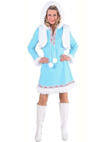 Eskimo kostuum dames ijsblauw, Ophalen of Verzenden, Nieuw