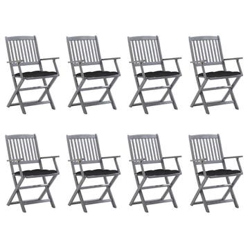 vidaXL Inklapbare stoelen 8 st met kussens massief, Verzenden