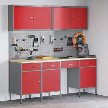 vidaXL Werk Cabinet met lade 10 st Rood Engineered hout en, Verzenden, Nieuw