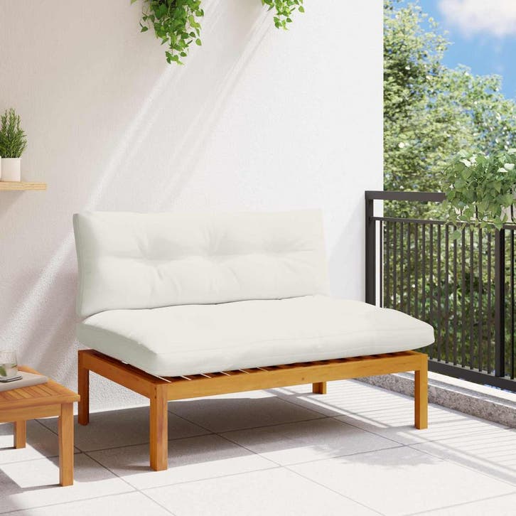 vidaXL Tuinstoel Midden Natuurlijk en Crème Wit Acaciahout, Tuin en Terras, Tuinsets en Loungesets, Nieuw, Verzenden