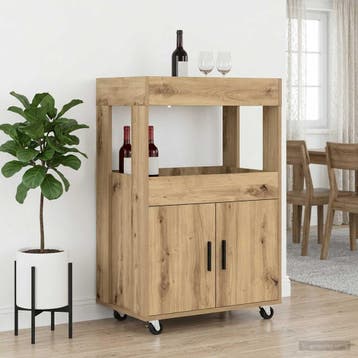vidaXL Bar Kar Artisanaal eiken 60 x 39.5 x 89 cm Bewerkt, Huis en Inrichting, Verzenden, Nieuw
