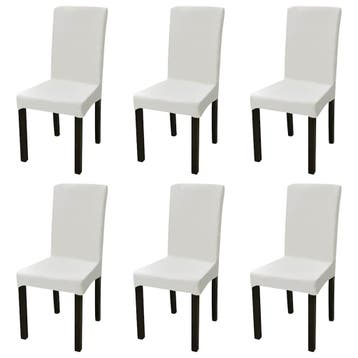 vidaXL 6 st Stoelhoezen recht stretch crèmekleurig, Verzenden, Nieuw