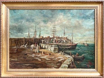Italiaanse school (XIX) - A Busy Harbour