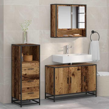 vidaXL Badkamermeubel Set met lade 3 pcs Oud Hout Bewerkt, Verzenden