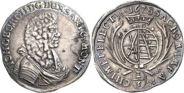 2/3 taler, daalder 1678, Sachsen-kurlinie ab 1547 (albert..., Verzenden, België