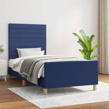 vidaXL Bedframe zonder matras 90x190 cm stof blauw, Verzenden