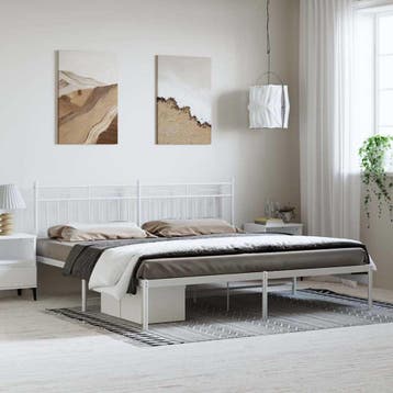 vidaXL Bedframe met hoofdbord metaal wit 193x203 cm, Verzenden