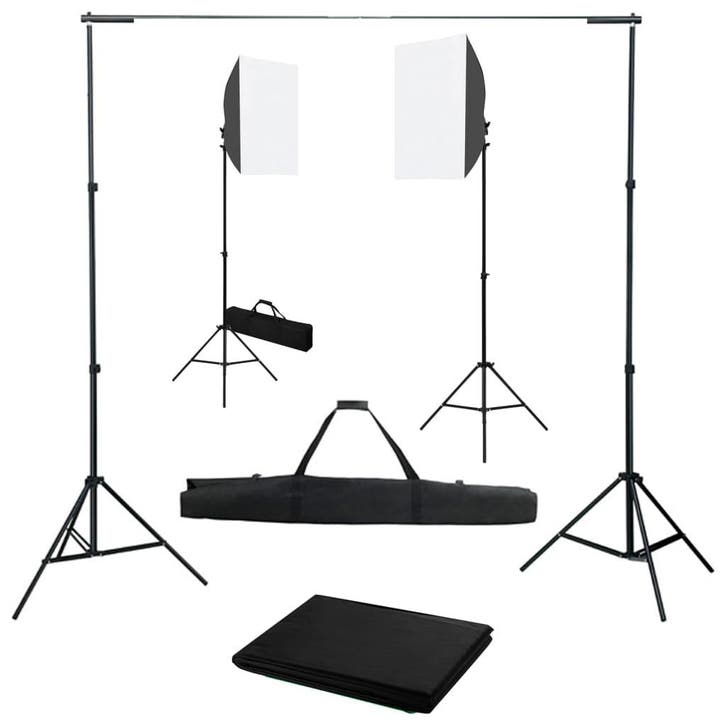 vidaXL Fotostudioset met softboxlampen en achtergrond, Audio, Tv en Foto, Fotografie | Fotostudio en Toebehoren, Nieuw, Verzenden